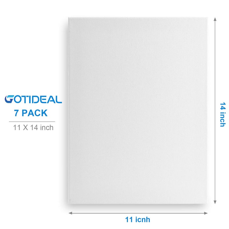 GOTIDEAL Stretched Canvas, 11x14 Inch Set of 7, Primed White - 100% Cotton Artist Canvas Boards for Painting, Acrylic Pouring, Oil Paint Dry & Wet Art Media - Image 2